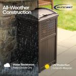 Suncast 33 Gallon Commercial Outdoor Trashcan Hideaway with Lid for 30 to 33 Gallon Trash Bags for Garage, Backyard, or Garden, Brown