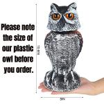 Hausse 2 Pack Fake Owl Decoy Bird Scarecrow Sculpture, Rotating Head Plastic Owl Bird Deterrents, Nature Enemy Horned Pest Repellent for Outdoor Garden Yard