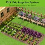 MIXC Greenhouse Micro Drip Irrigation Kit Automatic Irrigation System Patio Misting Plant Watering System with 1/4 inch 1/2 inch Irrigation Tubing Hose Adjustable Nozzle Emitters Barbed Fittings
