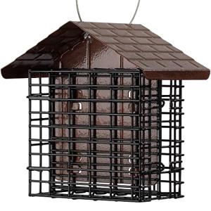 More Birds Double Suet Feeder with Weather Guard, 6.5" L X 4.25" W X 7.25" H, Brown