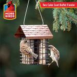 More Birds Double Suet Feeder with Weather Guard, 6.5" L X 4.25" W X 7.25" H, Brown
