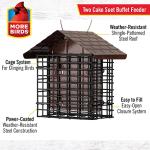 More Birds Double Suet Feeder with Weather Guard, 6.5" L X 4.25" W X 7.25" H, Brown