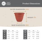 The HC Companies Caribbean Planter Pot - Outdoor & Indoor Plant Pot with Drainage Hole & Plug - Rolled Rim Plastic Pots for Plants & Flowers - Decorative Plant Pot (16" Clay, Pack of 1)