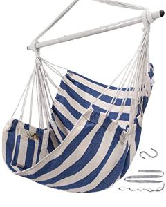 ADVOKAIR Hammock Chair Swing (500 lbs Max) - Hanging Hammock Chair Rope Swing Indoor for Bedroom, Outdoor, Patio, Bedroom, Porch, Deck - Sturdy Steel Bar with Anti-Slip Safety Rings