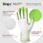 Brigic Bamboo Gardening Gloves 2 pair, Breathable Rubber Coated, Outdoor Work Garden Gloves For Women, Green & Purple (Small)