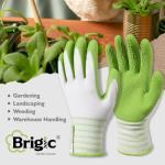 Brigic Bamboo Gardening Gloves 2 pair, Breathable Rubber Coated, Outdoor Work Garden Gloves For Women, Green & Purple (Small)