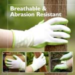 Brigic Bamboo Gardening Gloves 2 pair, Breathable Rubber Coated, Outdoor Work Garden Gloves For Women, Green & Purple (Small)