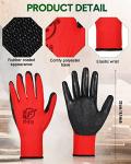 Nuogo 24 Pairs Gardening Gloves for Men Women Rubber Coated Landscaping Work Gloves Safety Work Construction(Black, Red)