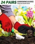 Nuogo 24 Pairs Gardening Gloves for Men Women Rubber Coated Landscaping Work Gloves Safety Work Construction(Black, Red)