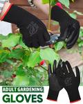 Nuogo 24 Pairs Gardening Gloves for Men Women Rubber Coated Landscaping Work Gloves Safety Work Construction(Black, Red)