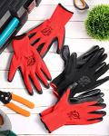 Nuogo 24 Pairs Gardening Gloves for Men Women Rubber Coated Landscaping Work Gloves Safety Work Construction(Black, Red)