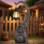 Solar Elephant Garden Statue for Home Decor