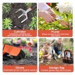 Garden Tools Set, 8 Piece Gardening Tools Set with Non Slip Ergonomic Handle, Heavy Duty Garden Tool Set with Storage Bag, Gardening Kit for Women, Garden Hand Tools Gift for Women and Men, Orange