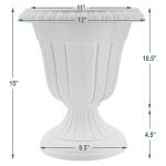 Arcadia Garden Products PL10BK Classic Traditional Plastic Urn Planter Indoor/Outdoor, 15" x 13", Black