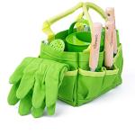 Bigjigs Toys Small 5 Piece Childrens Gardening Set with Bag, Garden Tools, Watering Can & Gardening Gloves - Fun Gardening for Kids, Quality Outdoor Toys