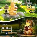 GIGALUMI Solar Garden Decor Flower Pot Cat Statues Outdoor, Birthday Gifts for Women Mom Grandma Senior Elder, Cat Ornament for Balcony, Garden, Patio, Yard, Lawn