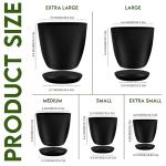 Utopia Home - Plant Pots Indoor with Drainage - 7/6.6/6/5.3/4.8 Inches Flower Pots for Indoor Planter - 5 Pack Plastic Planters - Ideal for Stocking Stuffers or Home Christmas Decorations - Black