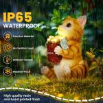 GIGALUMI Solar Garden Decor Flower Pot Cat Statues Outdoor, Birthday Gifts for Women Mom Grandma Senior Elder, Cat Ornament for Balcony, Garden, Patio, Yard, Lawn