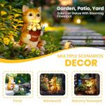 GIGALUMI Solar Garden Decor Flower Pot Cat Statues Outdoor, Birthday Gifts for Women Mom Grandma Senior Elder, Cat Ornament for Balcony, Garden, Patio, Yard, Lawn
