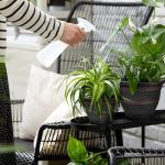 Usocik 4 Pack 12 Inch Large Plant Pots, Plastic Flower Pot for Indoor & Outdoor with Drainage Holes & Saucer, Plaid Pattern Planters Garden Pots for Herbs Bronze