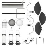 Ointo Garden 6-Hook Bird Feeding Station, Steel Multi-Feeder Kit Stand for Attracting Wild Birds w/ 4 Bird Feeders, Bird Bath, Mesh Tray and Squirrel Guard Baffle，94 Inch