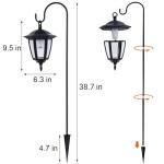 Dynaming 2 Pack Solar Hanging Lights Outdoor, Solar Powered Garden Decorative Lanterns with 2 x 38 Inch Shepherd Hooks, Waterproof Landscape Lighting for Lawn Patio Yard Pathway Driveway, Warm White