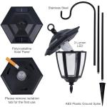 Dynaming 2 Pack Solar Hanging Lights Outdoor, Solar Powered Garden Decorative Lanterns with 2 x 38 Inch Shepherd Hooks, Waterproof Landscape Lighting for Lawn Patio Yard Pathway Driveway, Warm White
