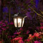 Dynaming 2 Pack Solar Hanging Lights Outdoor, Solar Powered Garden Decorative Lanterns with 2 x 38 Inch Shepherd Hooks, Waterproof Landscape Lighting for Lawn Patio Yard Pathway Driveway, Warm White