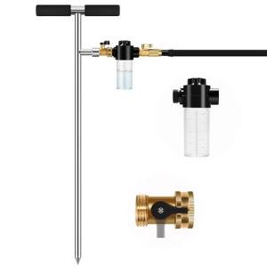 Tree Watering Spike, Caulimo Deep Root Watering Tool for Trees with Fertilizer Bottle, Stainless Steel Root Feeder for Garden, Orchard& Shrubs, Tree Irrigation System with Brass Valve|T-Handle