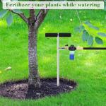 Tree Watering Spike, Caulimo Deep Root Watering Tool for Trees with Fertilizer Bottle, Stainless Steel Root Feeder for Garden, Orchard& Shrubs, Tree Irrigation System with Brass Valve|T-Handle