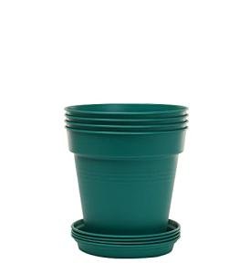 Mintra Home Garden Pots 4pk - Flowers, Herbs, Plants, Indoor, Outdoor, Colorful, Wholesale, Bulk (Forest Green, 13cm Diameter (5in))