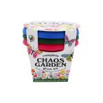 BUZZY Seeds Chaos Garden 3-Pack – Butterfly, Bee Attraction and Wildflower Seeds in 5.5 Inch Colorful Plastic Pots, Easy-Grow Flower Starter Kit, Indoor Gardening Gift