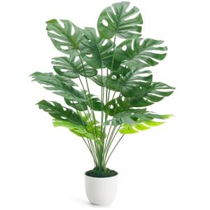 Der Rose 28" Fake Plants Large Artificial Monstera Faux Potted Plants Indoor Tall Tree for Living Room Decor
