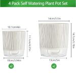 4 Pack Self Watering Pots Set, 4+5.5 Inch Self Watering Pots for Indoor Plants, Planter Pot with Wick Rope and Reservoir for African Violet, Spider Plant, Orchid