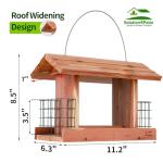 Solution4Patio US Cedar Hopper Bird Feeder for Outdoors Hanging, Handcrafted Wood Double Suet Cage & Clear View Windows, Squirrel-Proof Wild Bird Feeder for Cardinals, Finches, Chickadees
