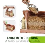 Solution4Patio US Cedar Hopper Bird Feeder for Outdoors Hanging, Handcrafted Wood Double Suet Cage & Clear View Windows, Squirrel-Proof Wild Bird Feeder for Cardinals, Finches, Chickadees