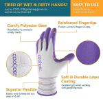 COOLJOB 2 Pairs Gardening Gloves for Women Ladies, Breathable Rubber Coated for Yard Garden, Outdoor Indoor Protective Work, Medium Size, Lavender Purple & Apple Green