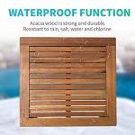 FDW 3-Piece Patio Furniture Set Acacia Wood Patio Bistro Set Outdoor Chat Conversation Table Chair Set Wood Chat Set with Water Resistant Cushions and Coffee Table Chairs for Beach Backyard Garden