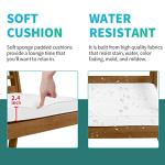 FDW 3-Piece Patio Furniture Set Acacia Wood Patio Bistro Set Outdoor Chat Conversation Table Chair Set Wood Chat Set with Water Resistant Cushions and Coffee Table Chairs for Beach Backyard Garden