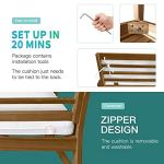 FDW 3-Piece Patio Furniture Set Acacia Wood Patio Bistro Set Outdoor Chat Conversation Table Chair Set Wood Chat Set with Water Resistant Cushions and Coffee Table Chairs for Beach Backyard Garden