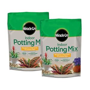 Miracle-Gro Indoor Potting Mix, Blended for a Variety of Houseplants, Feeds for up to 6 Months, 6 qt., 2-Pack