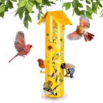 Kingsyard Metal Bird Feeders for Outdoors Hanging, 6-Ports Tube Bird Feeder, 14 inch, Durable & Weatherproof, Large Capacity for Attracting Wild Birds (Yellow)