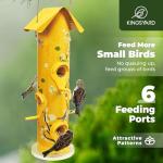 Kingsyard Metal Bird Feeders for Outdoors Hanging, 6-Ports Tube Bird Feeder, 14 inch, Durable & Weatherproof, Large Capacity for Attracting Wild Birds (Yellow)