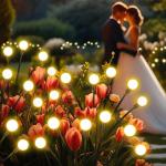 Solar Garden Lights Outdoor, 4 Pack 32LED Swaying Light Waterproof Solar Lights Outdoor for Yard Pathway Patio, Swaying Lawn Decor as Gardening Gifts for Women Holiday