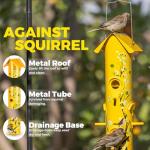 Kingsyard Metal Bird Feeders for Outdoors Hanging, 6-Ports Tube Bird Feeder, 14 inch, Durable & Weatherproof, Large Capacity for Attracting Wild Birds (Yellow)