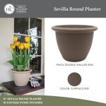 The HC Companies Sevilla Flower Planters - Durable Outdoor & Indoor Planter - Round Lightweight Self Watering Plant Pots for Herbs & More (12" Cappuccino, Pack of 1)