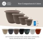 The HC Companies Sevilla Flower Planters - Durable Outdoor & Indoor Planter - Round Lightweight Self Watering Plant Pots for Herbs & More (12" Cappuccino, Pack of 1)