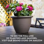The HC Companies Sevilla Flower Planters - Durable Outdoor & Indoor Planter - Round Lightweight Self Watering Plant Pots for Herbs & More (12" Cappuccino, Pack of 1)