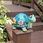 Afirst Garden Turtle Statue Outdoor Decor - Resin Outdoor Figurine Glass Solar Lights Indoor Outdoor Decorations Patio Lawn Yard Art Ornaments
