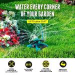 Sprinkler for Yard - 360 Degree Rotating Lawn Sprinkler with Base, Adjustable Spray 13-49ft, 1/2" Hose Connector for Garden & Large Yards